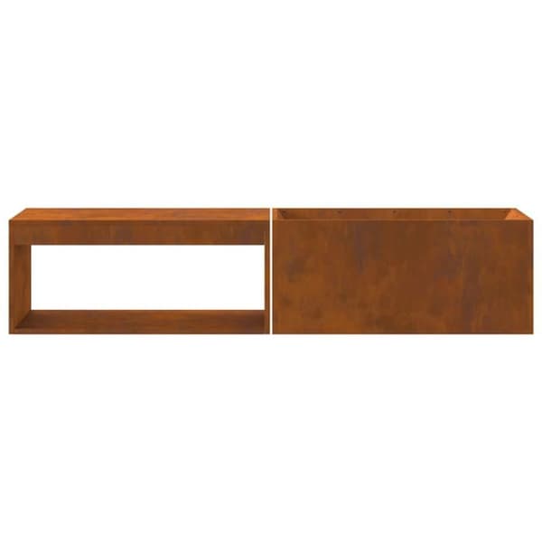 Braser - 160x45x35 cm - Väderbeständig stål - Rektangulär - Förvaring för ved