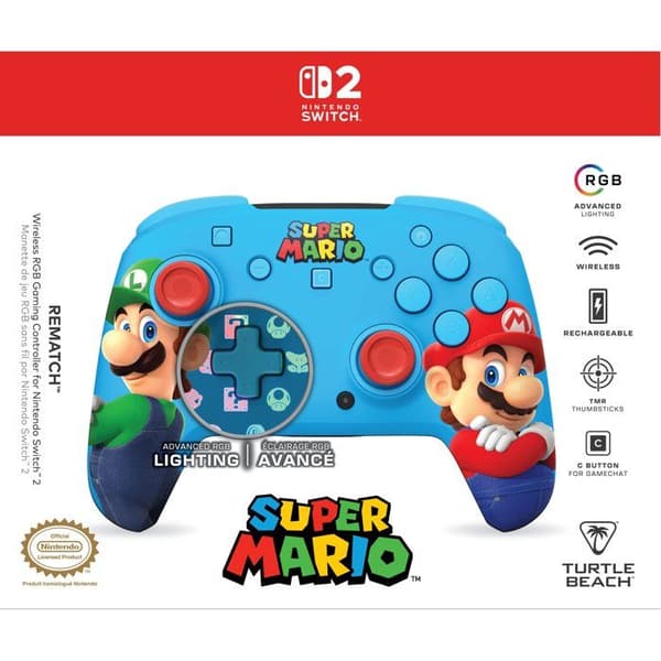 Manette gaming - TURTLE BEACH - Nintendo Switch 2 - Rematch - Trådlös - Mario & Luigi
