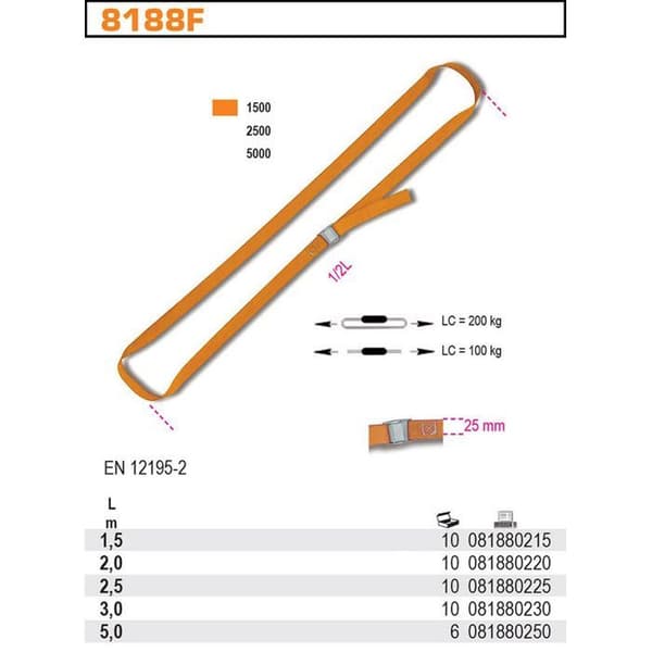 Fäste rem - ROBUR - BE 8188F/3M - Spännband - 25 mm - 3 m - Robust