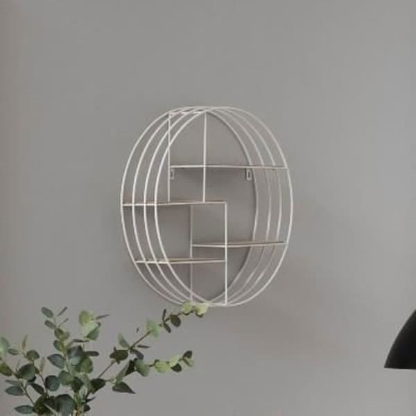 Låg vägghylla - EMOB - Diameter 45cm - Vit - Trä - Modern