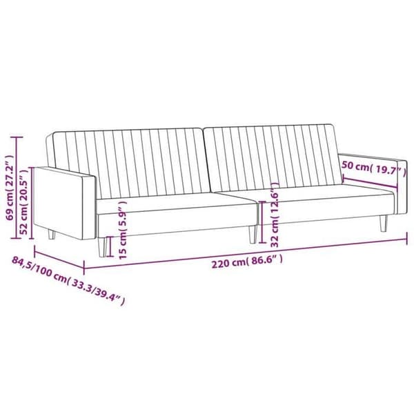 vidaXL 2-sits soffa med sängfunktion i vinröd sammet 375942