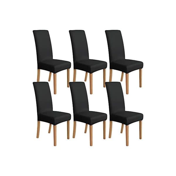 Stolsöverdrag - Amazon Basics - Set om 6 - Svart - Utsträckbara - Tvättbara