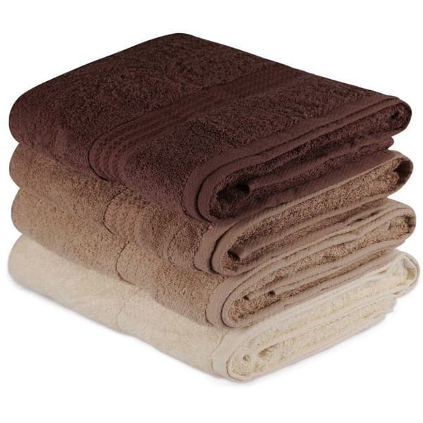 Set med 4 badhanddukar - 70 x 140 cm - Crème