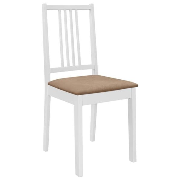 vidaXL Matstolar med kuddar set om 4 vit solid trä 247635
