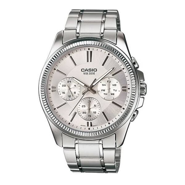 Kvartsklocka herr - Casio - MTP-1375D-7AVDF - Rostfritt stål - 41 mm - Silver