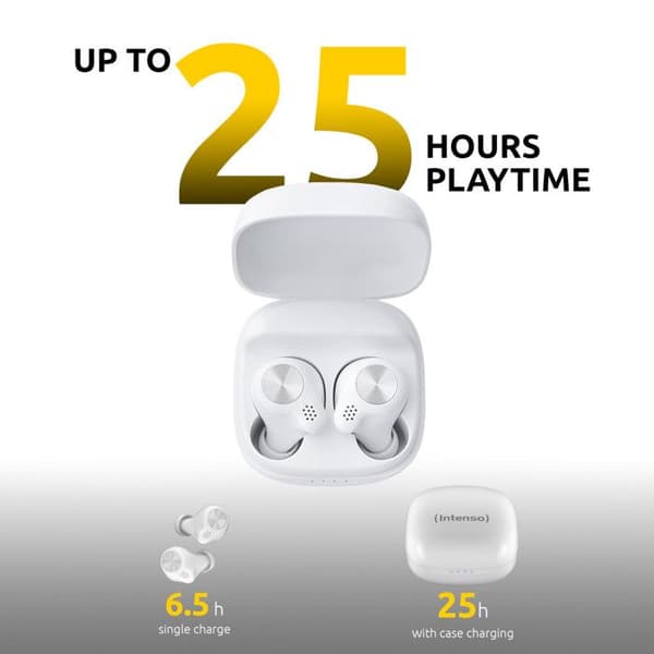 Intenso Buds Micro T200 Trådlösa Hörlurar Bluetooth 5.3 25 Timer Vit