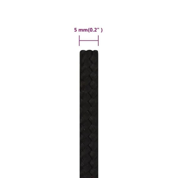 152809 vidaXL Arbetslina Svart 5 mm 100 m Polyester