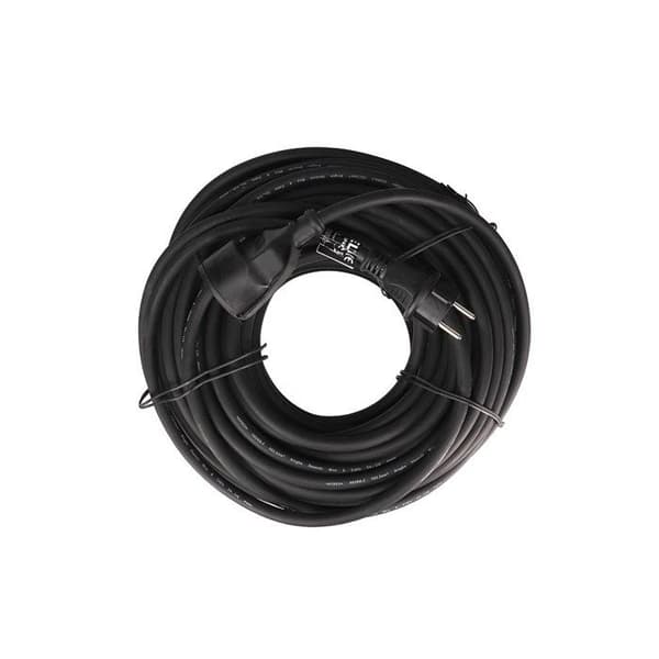 Förlängningssladd - 3G2.5 - 5m - Gummi - Barnsäkerhet - Svart