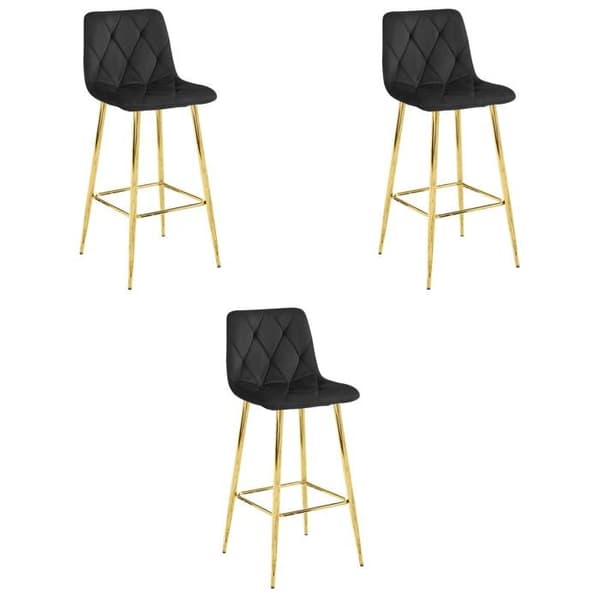 Taburett NADO - svart sammet / gyllene ben x 3