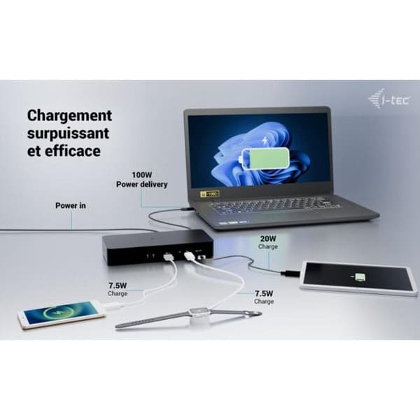 i-tec Universal Intelligent Dual Display Dockningsstation + Power Delivery 100W