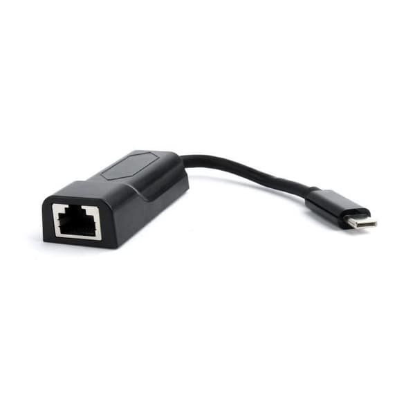 Gembird A-CM-LAN-01, trådbunden, USB C, Ethernet, 1000 Mbit/s, svart