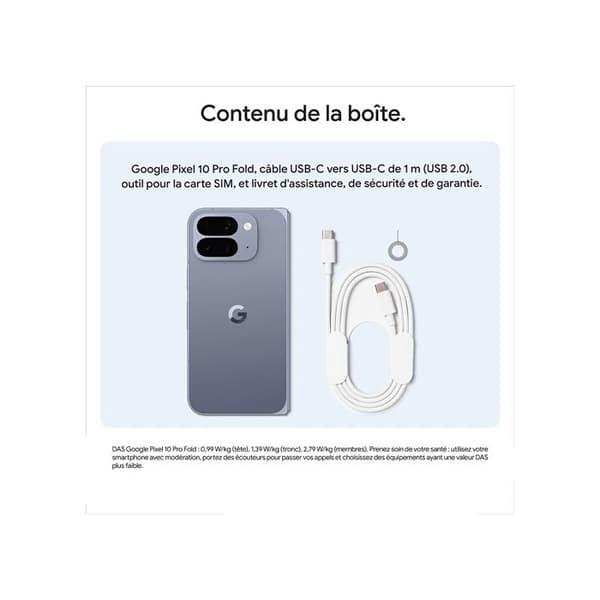 Smartphone - GOOGLE - Pixel 10 Pro Fold - 512 Go - 16 Go RAM - 6,4 tum OLED