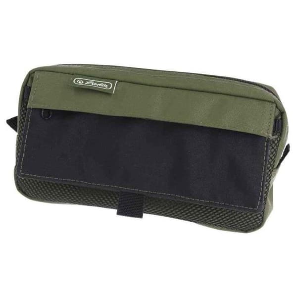 Pennfodral - HERLITZ - Olivgrön/svart - Polyester - Dragkedja - Unisex