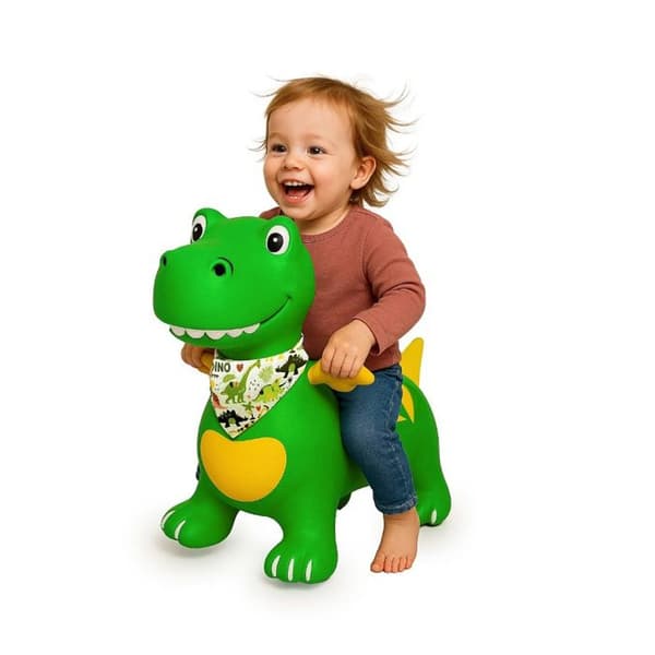 Grön vingad hoppande dinosaurie HoppyDoo med pump