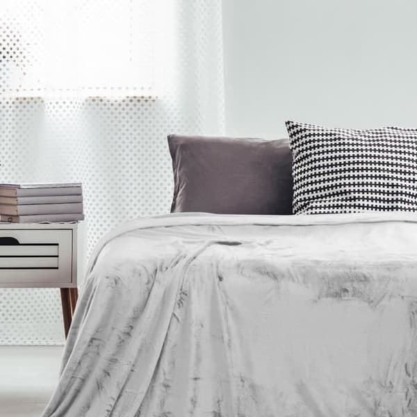 Pläd - Mikrofleece - 160 x 210 cm - Ecru - Maskintvätt 40 grader