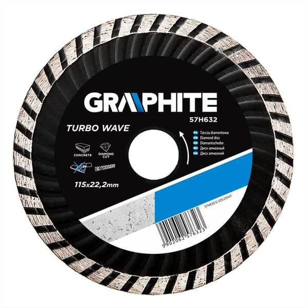 Diamantskiva - GRAPHITE - Turbo Wave - 115 x 22,2 mm - TURBO-segment - Hållbar