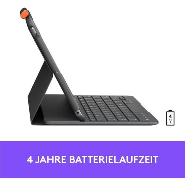 Clavier Slim Folio - LOGITECH - QWERTZ Tysk - Bluetooth - Grafit - Kompatibel med iPad