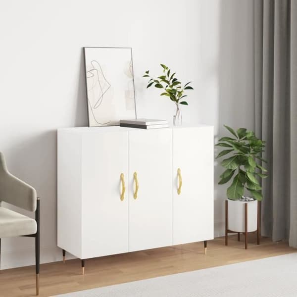 vidaXL Buffé vit 90x34x80 cm ingenjörsträ 828084