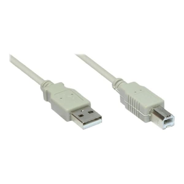 Bra anslutningar USB Typ B (M) till USB (M) skrivarkabel 5 m grå