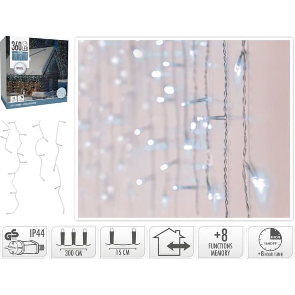 CASCATA 360 LED, KALLVIT, 12MTX52CM
