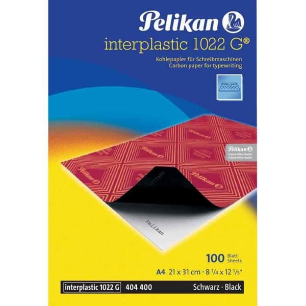 Kolpapper - PELIKAN - Interplastic 1022 G - 10 ark - A4-format - Svart