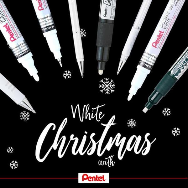 PENTEL Målarpenna MMP10 — Spets konisk 2,5 mm, Vit, ogenomskinlig bläck