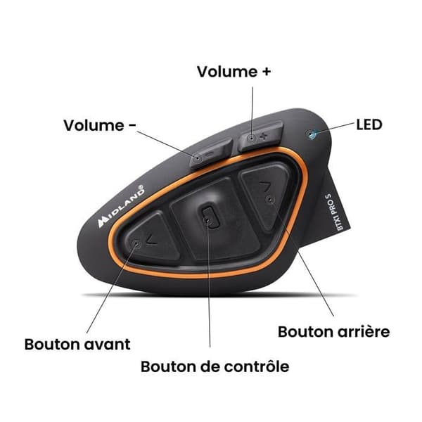 Intercom - Midland - C1411.05 - Bluetooth - Vattentålig IPX6 - 2 anslutna telefoner