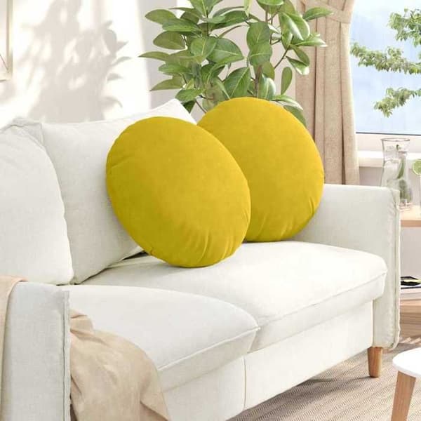vidaXL Sittkuddar 2 st Gul Ø50 x 19 cm Sammet 42014181