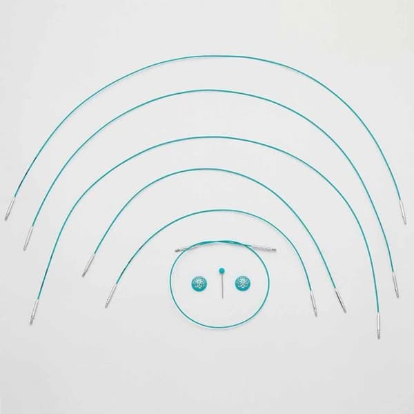Utbytbar Kabel - KnitPro - Blå - Nylonbeläggning - 360° Svängsystem - One Size