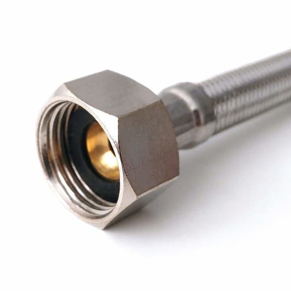 Flexibla rör i rostfritt stål M8 x 1/2" BSP 300 mm (par) - flätade 304, förkromade, Xcel Home