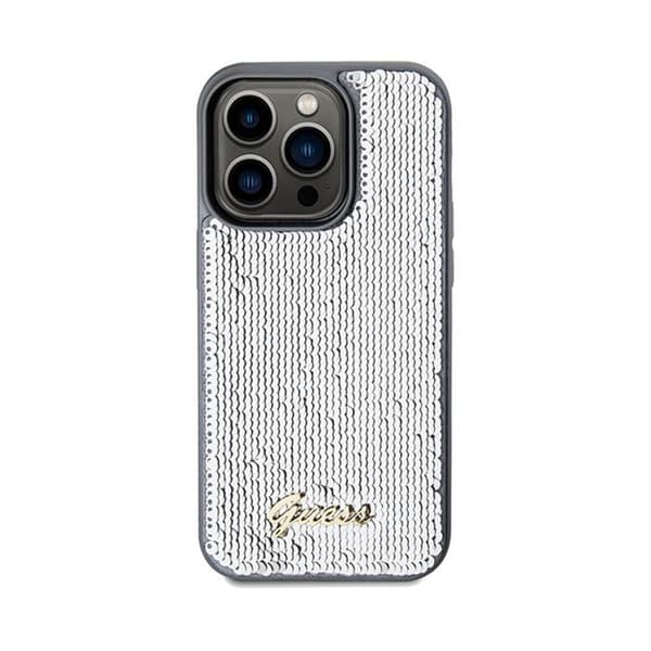 Telefonfodral - Guess - Paljett skript metall - Silver - Styv - Chic