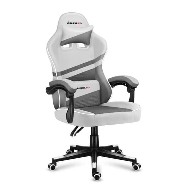 HUZARO FORCE 4.4 Gaming Stol Vit Tyg - Ergonomisk - Justerbar - Vridbar