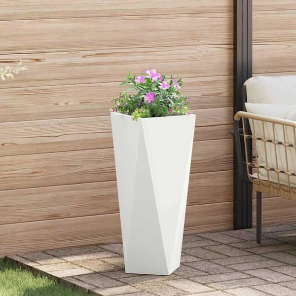 Stålkruka - vidaXL - Vit - 30x30x75 cm - Robust - Utomhusbruk - Montering krävs