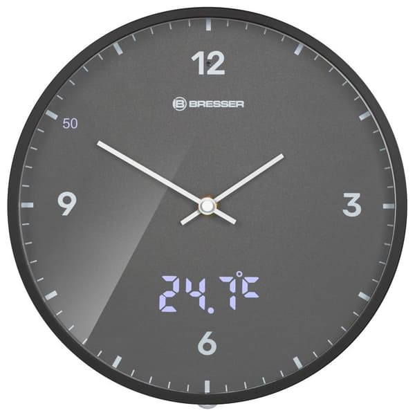 Väggklocka - BRESSER - MyTime LEDsec - LED-display sekunder - Termometer - DCF-radio