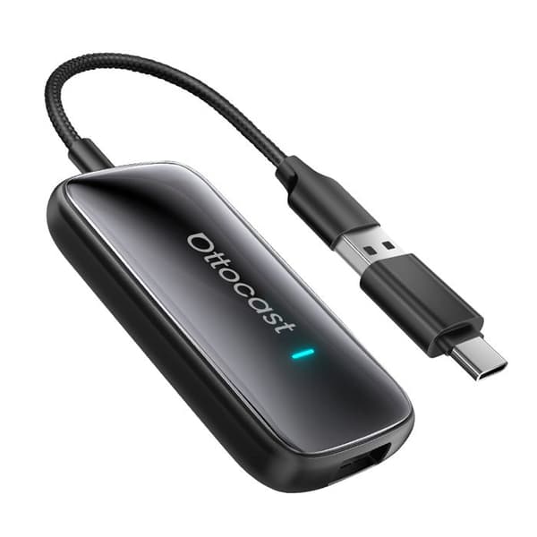 USB-adapter - AVIZAR - Ottocast - USB/USB-C - Trådlös CarPlay och Android Auto - Automatisk Bluetooth/Wi-Fi