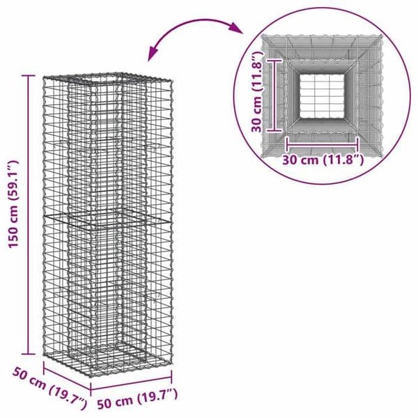vidaXL Hög säng gabion Silver 42033332
