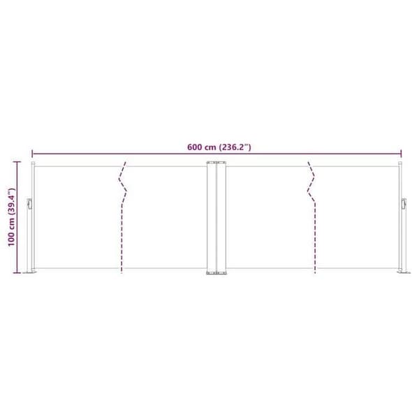 vidaXL Infällbar sidomarkis Blå 100 x 600 cm
