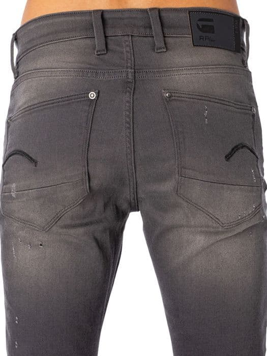 G STAR Revend Super Slim Jeans Slander Grey Superstretch Light Aged Destroy