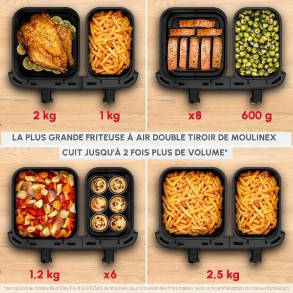 Luftfritös - MOULINEX - Dual Easy Fry XXL - 11L - 7 program - Grå Java-peppar