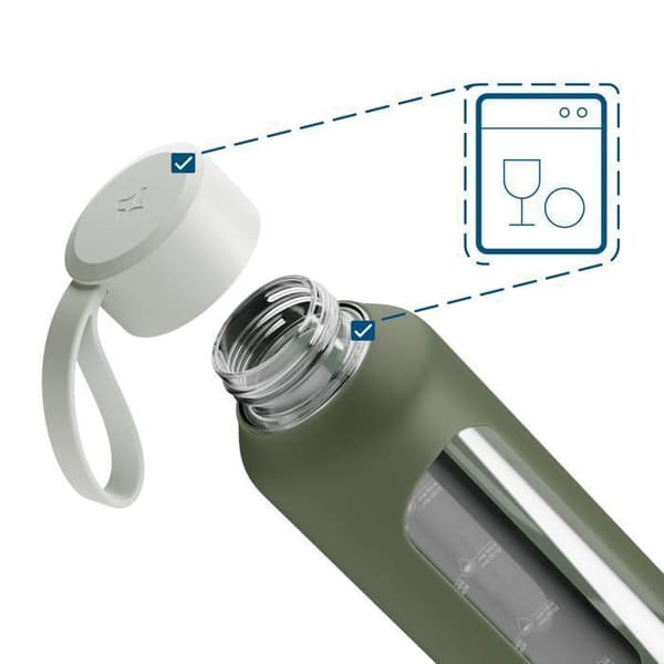 Motiverande glasflaska - Wessper B1 BOROSILICATE - 500ml - oliv