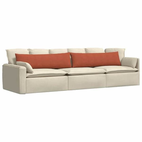Soffkuddar - VIDAXL - 2 st 145 x 40 cm - Ribbad sammet - Röd orange - Rektangulära