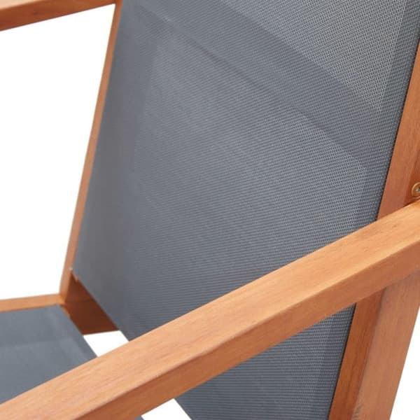 vidaXL Trädgårdsstol Grå Solid Eucalyptus Wood och Textilene