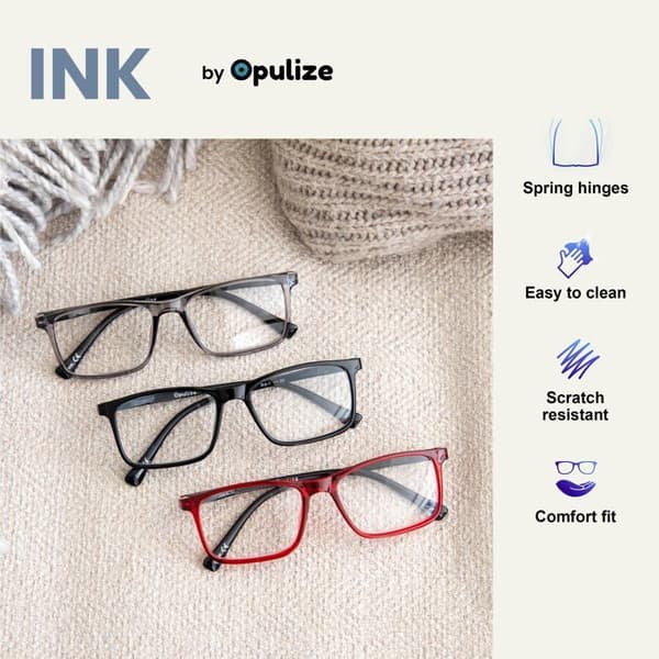Opulize Pack med 5 unisex läsglasögon stora +1,00 - hållbara rektangulära bågar