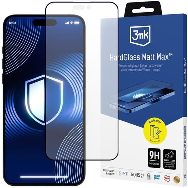 3MK Film i glas HardGlass Matt Max för iPhone 16