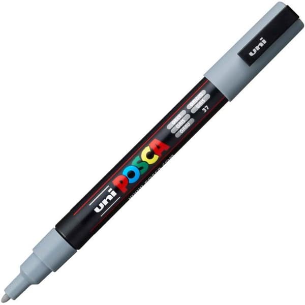 Markör - POSCA - Fin Konisk Nål - Vattenbaserad Färg - Grå