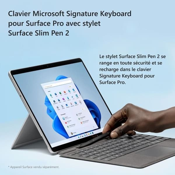 Tangentbord - Microsoft - Surface Pro - Slim Pen 2 - Ergonomisk - Bakgrundsbelyst - Svart