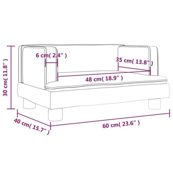 vidaXL Barnsoffa Ljusgrå 60x40x30 cm Sammet 3196318