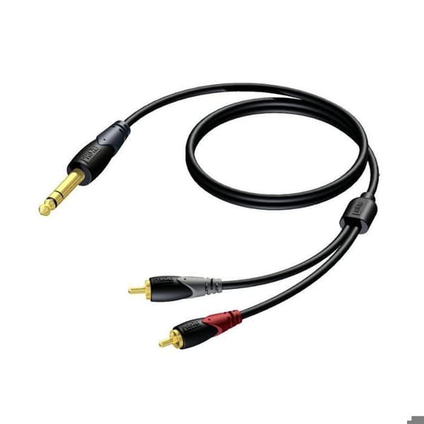 Procab CLA719 adapterkabel 1x stereo jack - 2x RCA 1,5 m