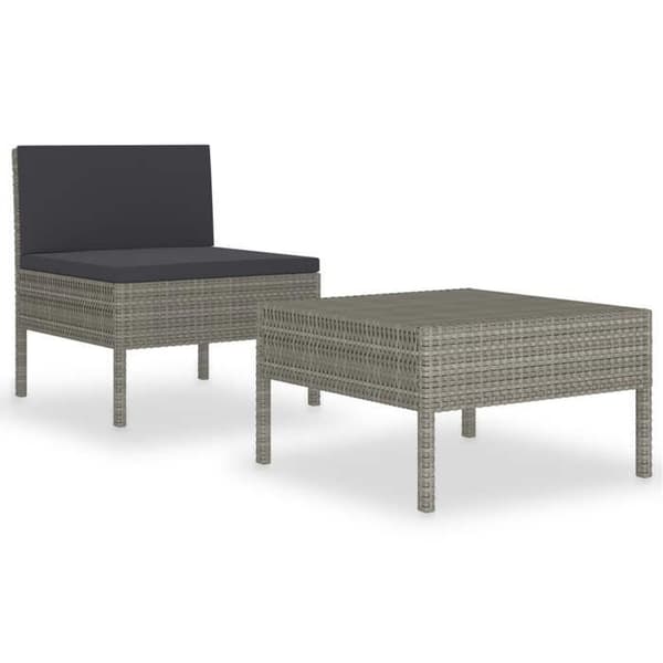vidaXL Trädgårdsmöbler 2 st med kuddar Flätad resin Grå 310200