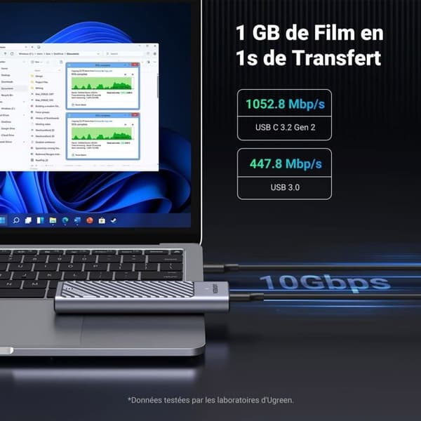 SSD-hölje M.2 - Ugreen - 90408 - 10 Gbps - Kompatibel med Windows och Mac - 2 To max